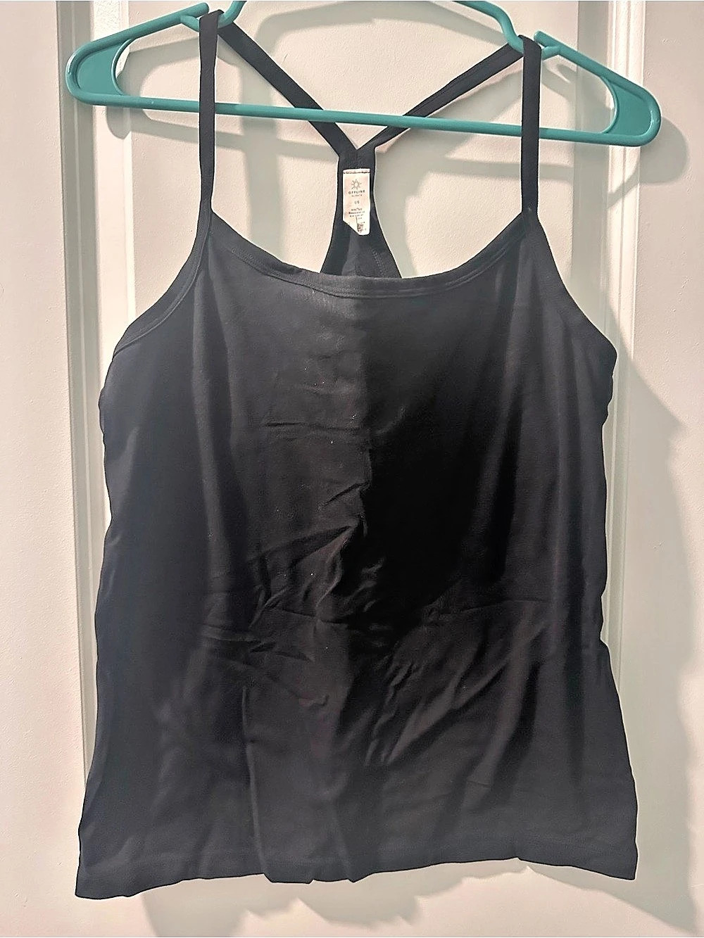OFFLINE by Aerie Real Me Low Key Tank Top Black Large Like New